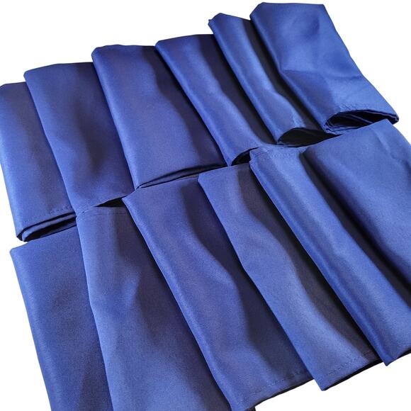 Set of 12 Royal Blue Cloth Napkins 17"x17" Solid Color Polyester Dinner Table - Picture 5 of 11